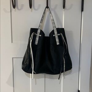 Vince Camuto Black Leather Tote Large Slouchy Shoulder Bag